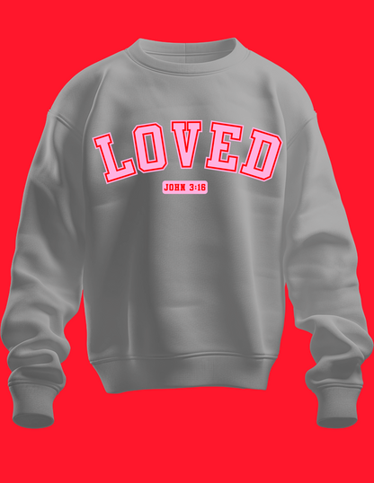 LOVED John 3:16 - Pink Letters w/ Red Outline