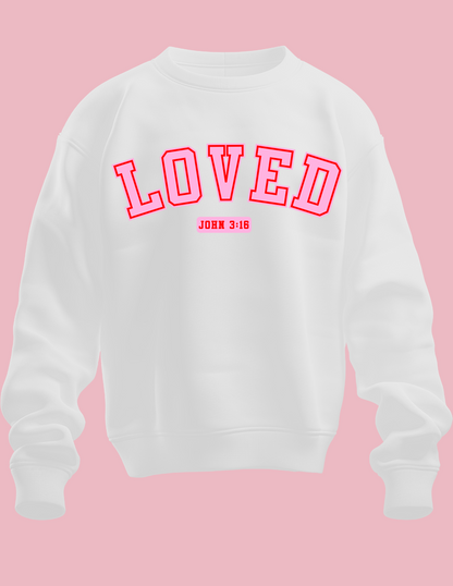 LOVED John 3:16 - Pink Letters w/ Red Outline